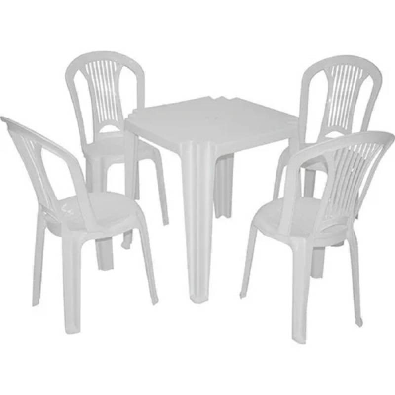 Mesa de Plásticos com Cadeiras Taboão - Mesa de Plástico Redonda